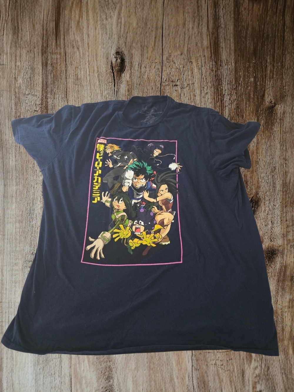 My Hero Academia Navy Blue Graphic Tee with Colorful Anime Print